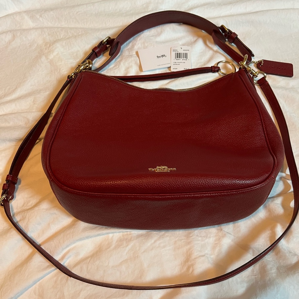 Gently used: Coach Pebble Leather Sutton Hobo, color Deep Red
